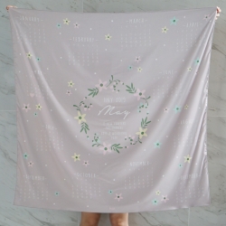 ผ้าพันคอ ลาย Calendar 2019 - Floral Frame สี Stone