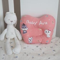หมอนเด็ก หมอนหลุม Baby Pillow สั่งทำใส่ชื่อ ลาย Kitten - Peach