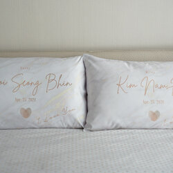 ปลอกหมอนหนุนคู่ลายหินอ่อน Gold Marble - Fingerprint