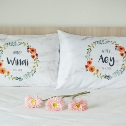 ปลอกหมอนหนุนคู่ลายหินอ่อน Watercolour Floral Frame - Grey