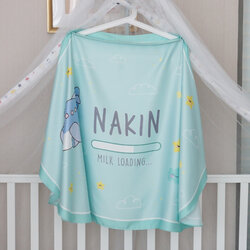 ผ้าคลุมให้นม สั่งทำใส่ชือ ลาย Plane - Mint