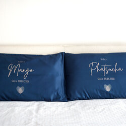 ปลอกหมอนหนุนคู่ พิมพ์ลายเต็มผืน Fingerprint - Navy