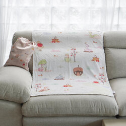 ผ้าห่ม Minky 75x100cm พร้อมส่ง ลายมังกร Snakes in the garden - Cream