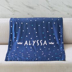 ผ้าห่ม สั่งทำใส่ชื่อ ลาย Mini dot - Navy