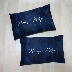 ปลอกหมอนหนุนคู่ลายหินอ่อนสีกรม - Name