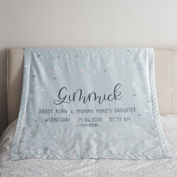 ผ้าห่มเด็ก สั่งทำใส่ชื่อ ลาย Terrazzo - Green