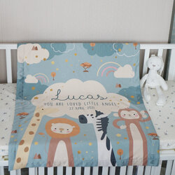 ผ้าห่ม สั่งทำใส่ชื่อ ลาย Safari - Green