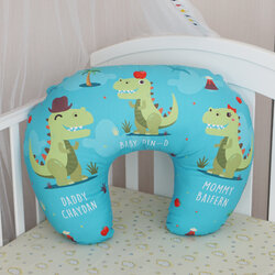 หมอนรองให้นม สั่งทำใส่ชื่อ ลาย T-Rex - Turquoise