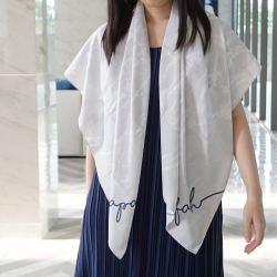 ผ้าพันคอ ลายหินอ่อนสีเทา - Navy - สั่งทำใส่ชื่อ