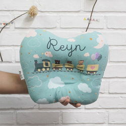 หมอนเด็ก หมอนหลุม Baby Pillow สั่งทำใส่ชื่อ ลาย Train - Mint