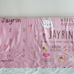 ผ้าห่ม Milestone ลาย Rabbit with Carrot - Pink