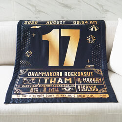 ผ้าห่มเด็ก ใส่ประวัติแรกเกิด ลาย Chinese Calendar - Black/Gold