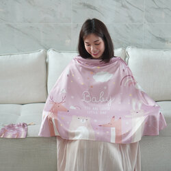 ผ้าคลุมให้นม (รุ่นมีกระดุม ถอดโครงได้) พร้อมส่ง ลาย Woodland - Pink