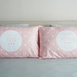 ปลอกหมอนหนุนคู่ พิมพ์ลายเต็มผืน Polka Dot - Pink