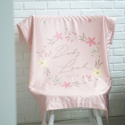 ผ้าห่มเด็ก ใส่ชื่อ ลาย Floral Frame - Pink