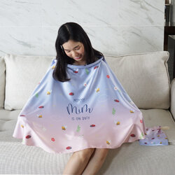 ผ้าคลุมให้นม สั่งทำใส่ชือ ลาย Bee & Ladybug - Blue Pink