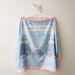 ผ้าคลุมให้นม สั่งทำใส่ชือ ลาย Whale - Blue/Pink
