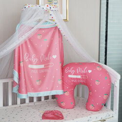 ชุดของขวัญเด็กแรกเกิด NP2 ผ้าคลุมให้นม + หมอนรองให้นม ลาย Peach - Pink