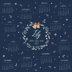 ผ้าพันคอ ลาย Christmas - Calendar - Navy