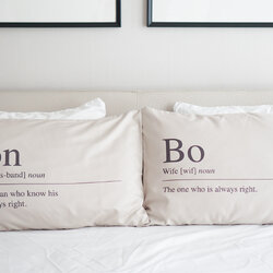 ปลอกหมอนหนุนคู่ สีเบจ ลาย Dictionary - Dark Brown