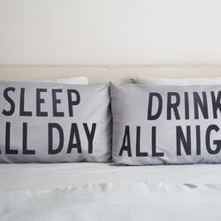 ปลอกหมอนคู่ Sleep & Drink สีเทา