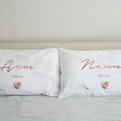 ปลอกหมอนหนุนคู่ลายหินอ่อน White Marble - Fingerprint - Copper