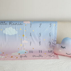 ผ้าห่มเด็ก Milestone ลาย Moon - Blue Pink (ไม่รวมหมอนอิง)