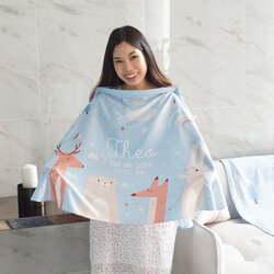ผ้าคลุมให้นม สั่งทำใส่ชือ ลาย Woodland - Blue