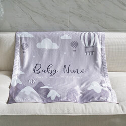 ผ้าห่มเด็ก ใส่ชื่อ ลายภูเขา - Mountain - Grey