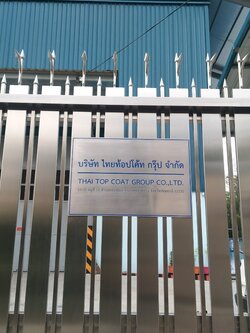 ป้ายสแตนเเลสแฮร์ไลน์กัดกรด - บจก.ไทยท้อปโค้ท กรุ๊ป ติดตั้งป้ายคลองหลวง