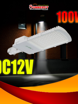 100W LED Bosun โคมไฟถนน ต่อแบตเตอรี่ DC 12V IP65 แสงสีขาว รูสวมท่อ 60mm