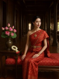 เบาะยางพาราหุ้มปลอกผ้าไหมลายไทย