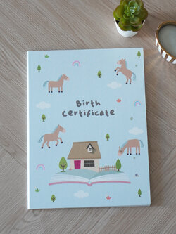 แฟ้มใส่สูติบัตร แบบพร้อมส่ง ลาย Horse - Blue
