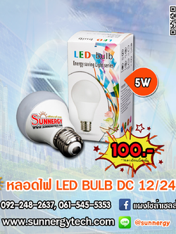 หลอดไฟ LED BULB DC 5W 12/24V