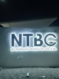 ป้ายอักษรเเสตนเลสพ่นสี+ไฟออกหลัง '' NTBC ''