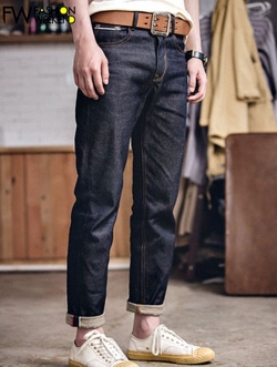 001062 กางเกงยีนส์ Maden Japanese retro Selvage Denim 13.8Oz สไตล์วินเทจยีนส์ Fit Straight ผ้าริมแดง Size 28-34