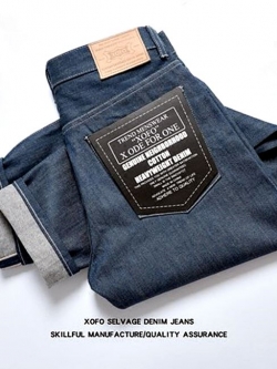 001044 กางเกงยีนส์ XOFO Selvage Denim สไตล์วินเทจ Version Jeans Straight type ผ้าริมแดง Size 28-38