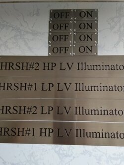 ป้ายทองเหลืองกัดกรด - HRSH / OFF / ON