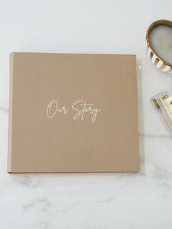 สมุดเซ็น สมุดอวยพร แบบพร้อมส่ง ขนาด 42 หน้า ลาย Minimal - Brown พร้อมข้อความ Our Story