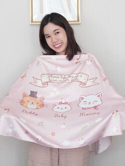 ผ้าคลุมให้นม (รุ่นมีกระดุม ถอดโครงได้) พร้อมส่ง ลาย Marie - Pink