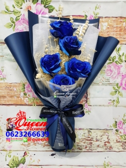 ช่อดอกไม้อบแห้ง สีน้ำเงิน ร้านดอกไม้ศาลายา นครปฐม