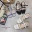 รองเท้าส้นตันแต่งสายคาดสองชั้น (สีครีม)