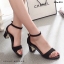 พร้อมส่ง : รองเท้ารัดส้นผ้ากากเพชร (สีดำกำมะหยี่)