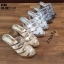 รองเท้าส้นสูงเปิดส้นแต่งสายคาด (สีทอง)