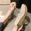รองเท้าลำลองเสริมส้นแต่งสายไขว้ใส (สีครีม)
