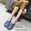 รองเท้าส้นตันสายไขว้ (สีครีม)