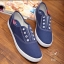พร้อมส่ง : รองเท้าผ้าใบสีเรียบ (สีน้ำเงิน)