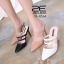 รองเท้าส้นสูงเปิดส้นสายคาดสองชั้น (สีขาว)