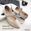 รองเท้าคัทชูซาติน Style MIUMIU (สีครีม)