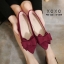 รองเท้าคัทชูสักหลาดนิ่มแต่งโบว์ (สีดำ)